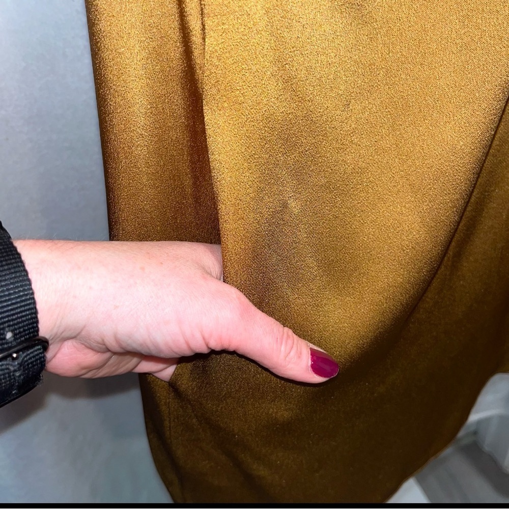 Saint Laurent Gold Satin One Shoulder Ruffle Mini Dress FR 38 US 6 NWT Cocktail - Picture 9 of 16